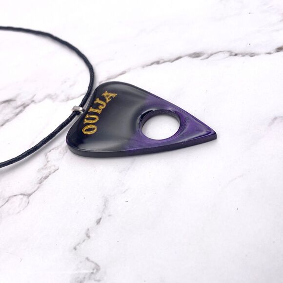 Black Purple Chrome Dipped Ouija Planchette Necklace - Picture 10 of 11